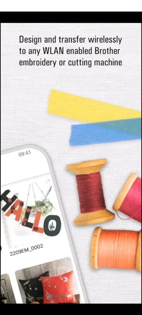 Google Play Store screenshot of WLAN enabled Brother embroidery and cutting machines