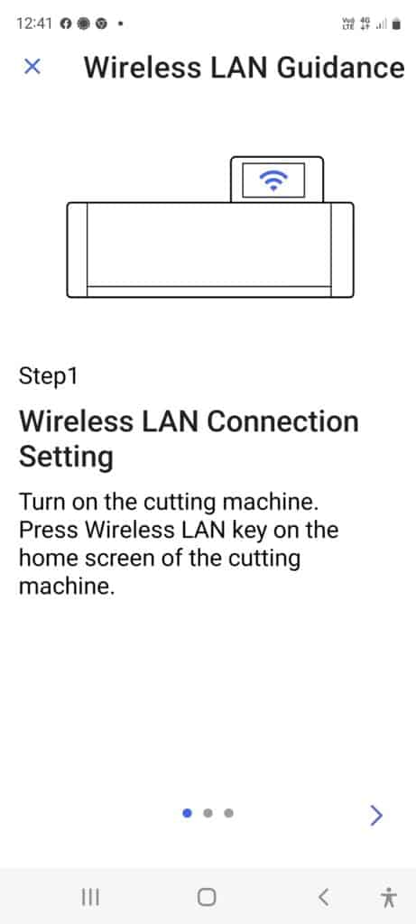 Screenshot showing how to set up Brothers wifi connection to your WLAN - screen 1