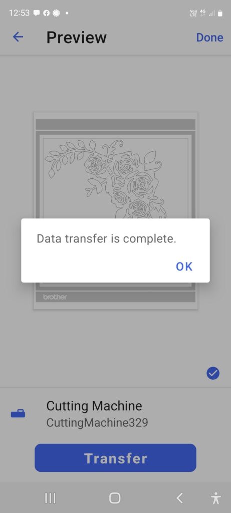 After clicking the transfer button you receive a successful message.