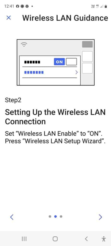 Screenshot showing how to set up Brothers wifi connection to your WLAN - screen 2