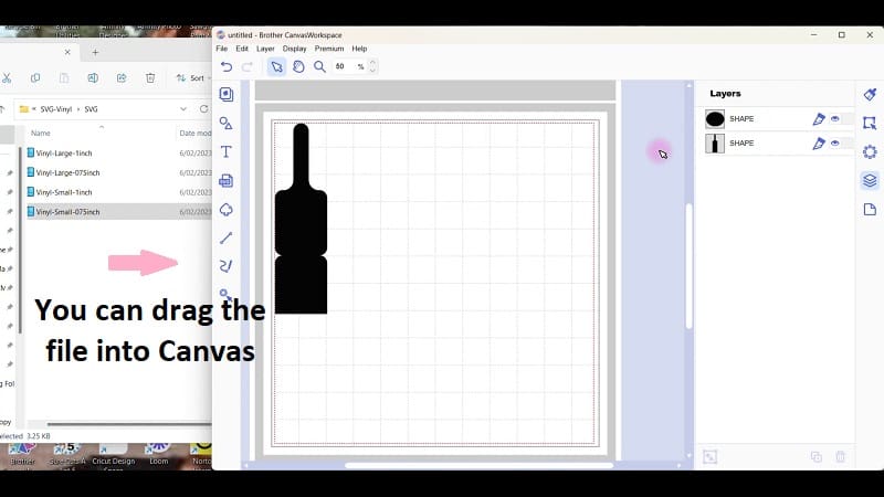 Add the files by dragging and dropping them into the downloaded version of Canvas Workspace.