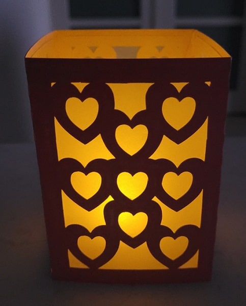 Heart tealight with battery operated candle in the dark