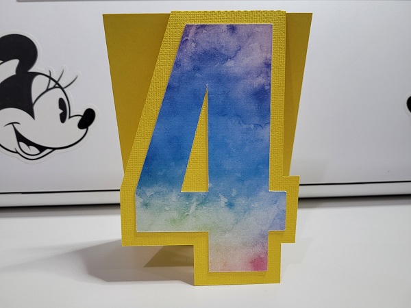 A fourth birthday card using the quick design method. No paper to suit so used Creative Fabrica digital paper to create  it. 
