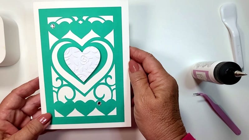 Finshed Valentine Heart Card for the Scan N Cut tutorial